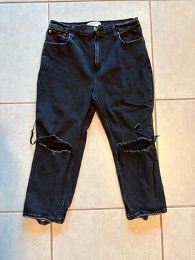 Abercrombie & Fitch Black Ultra High Rise Ankle Straight Jeans